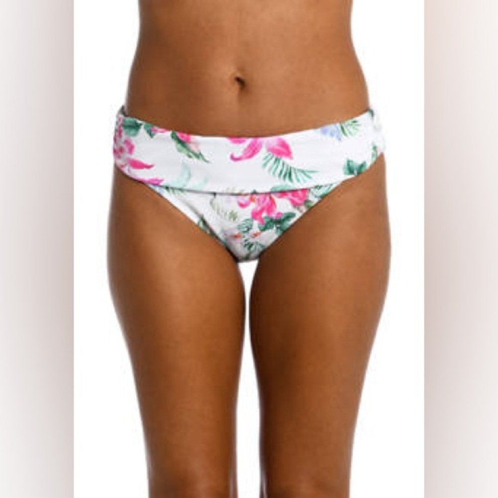 La Blanca Mystic Palms Shirred Band Hipster Swim Bottoms size 12